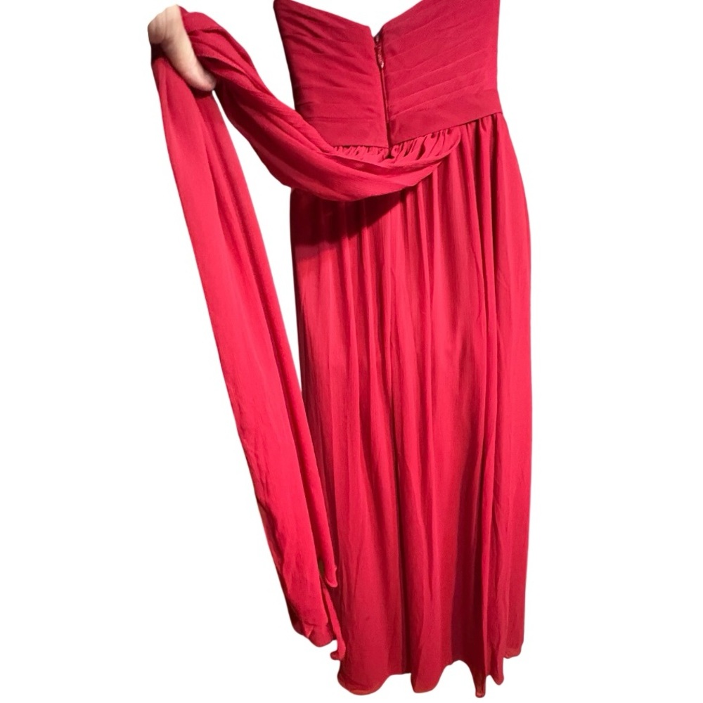 Azazie Red formal Gown chiffon strapless sweetheart neckline ruched fitted - Picture 8 of 14